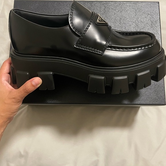 Prada Monolith Black Loafers Men’s size 5 - Picture 2 of 11